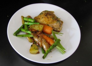 Spring Chicken with a Pile of Baby Vegetables